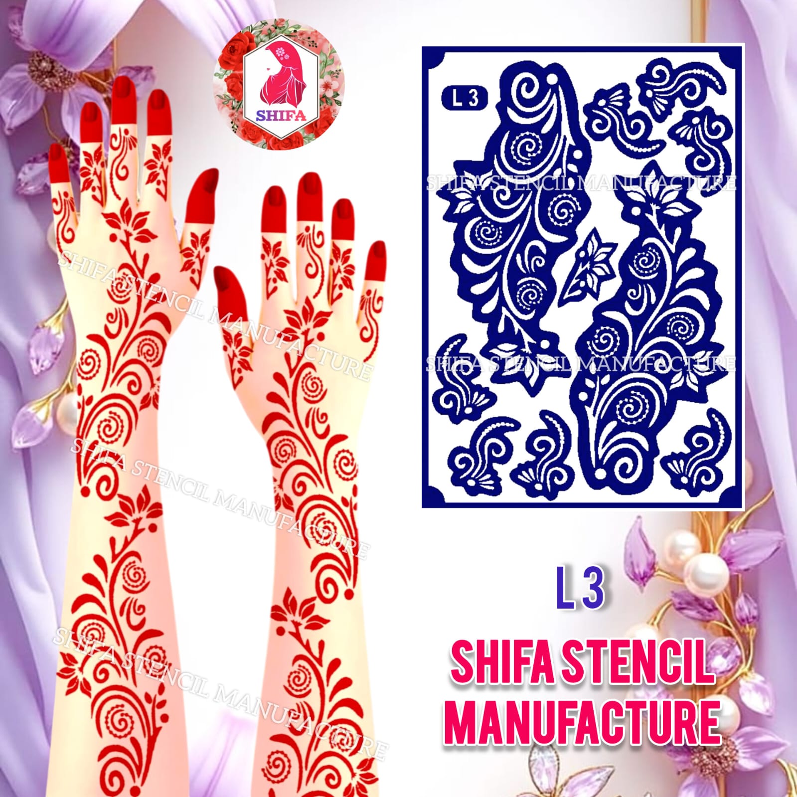 L 3 Whimsical Swirls - Sticker Overview - Shifa Stencil Manufacturer